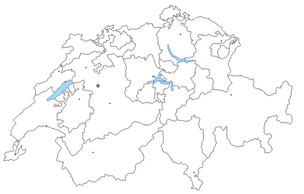 carte vierge cantons suisses